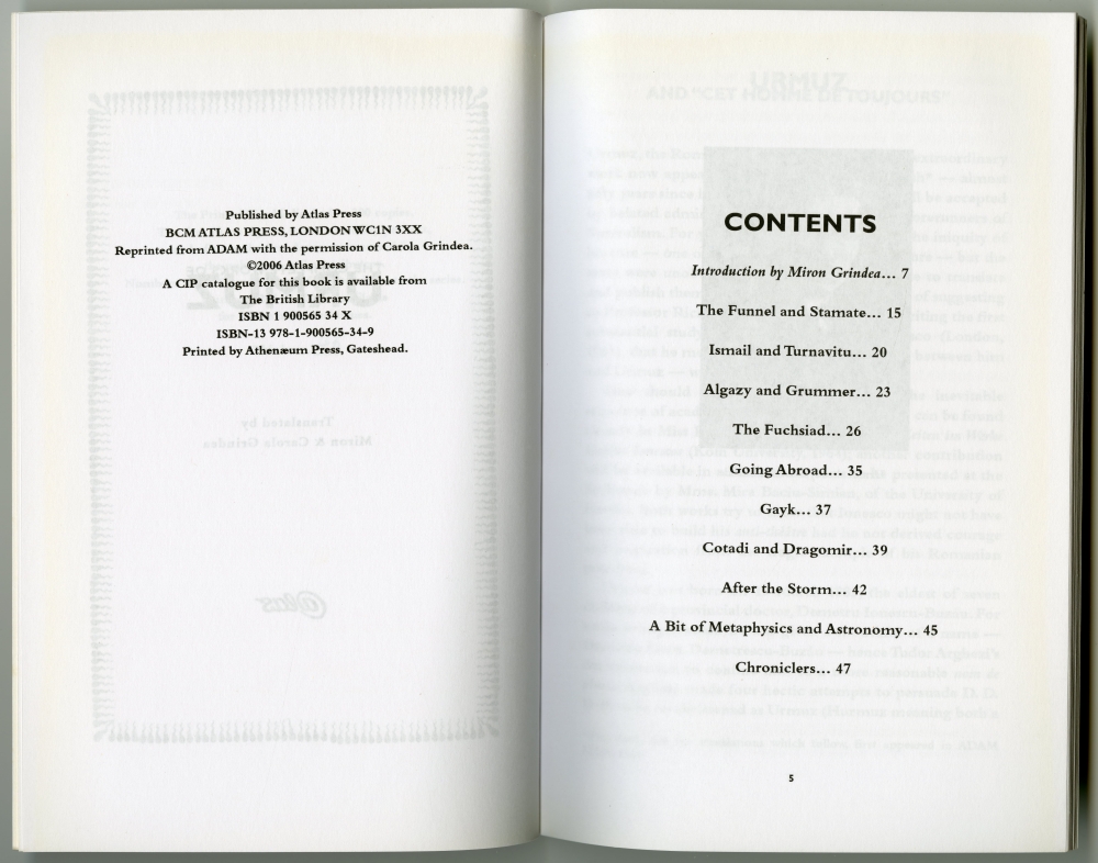 URMUZ “THE COMPLETE WORKS OF URMUZ” 奥付